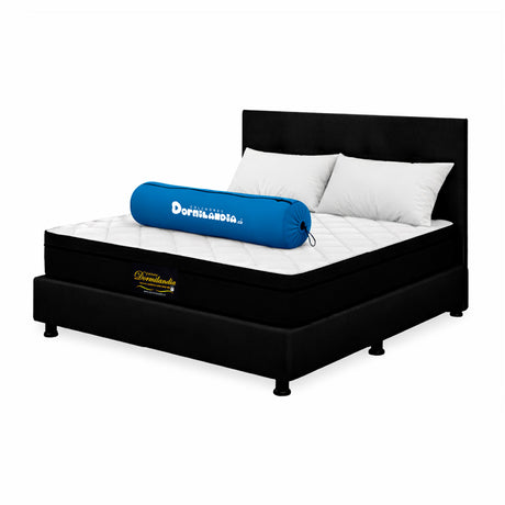 Combo Colchón Enrollado y Base Cama Versalles Negro Semidoble 120 X 190 Cm Medio Firme Ortopedico e Hipoalergénico - Combos Habitacion | Bylmo