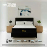Combo Colchón Enrollado y Base Cama Versalles Negro Queen 160 X 190 Cm Medio Firme Ortopedico e Hipoalergénico - Combos Habitacion | Bylmo