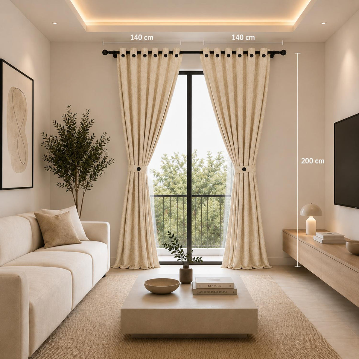 Cortina Jacquard Beige 280x200cm de Figuras