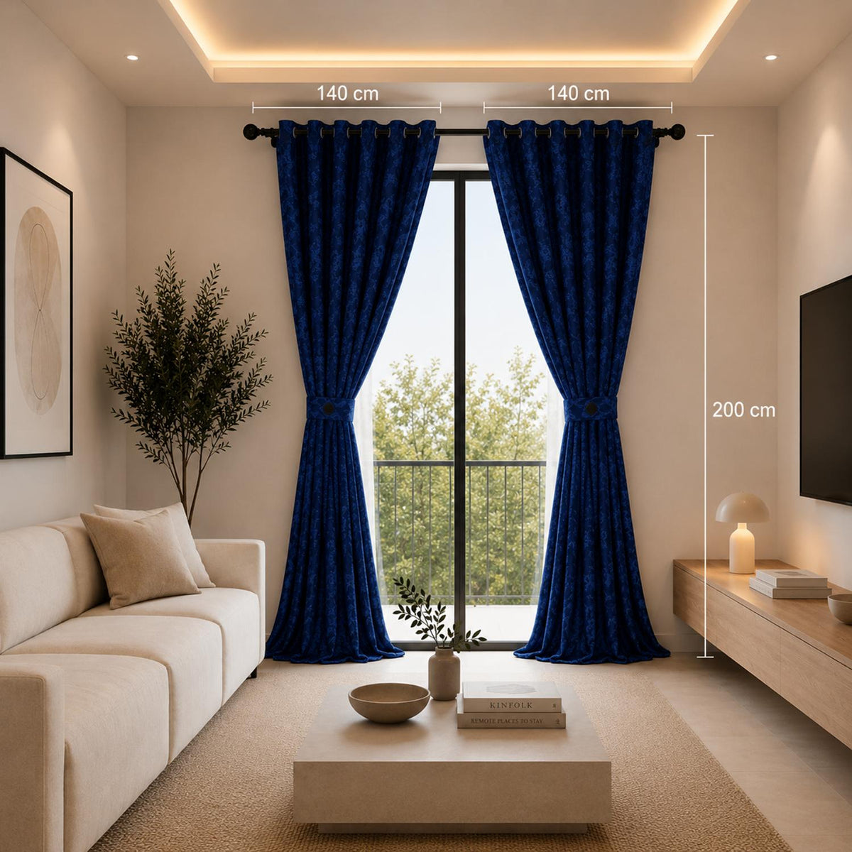 Cortina Jacquard Azul 280x200cm de Figuras