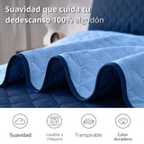 Colcha Doble Faz Azul y Azul Celeste 180x220cm para Colchón Semidoble 120 X 190 Cm Sin Acolchado Sin Relleno Fondo Entero