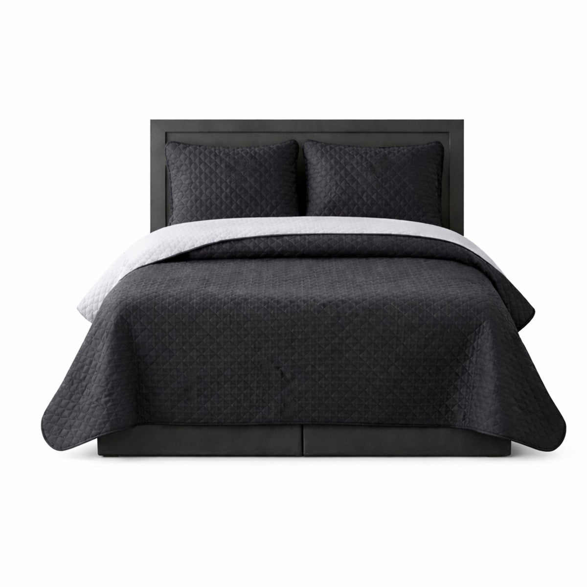 Colcha Doble Faz Negro y Gris 160x220cm para Colchón Sencillo 100 X 190 Cm Sin Acolchado Sin Relleno Fondo Entero