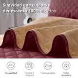 Colcha Doble Faz Vinotinto y Camel 220x220cm para Colchón Queen 160 X 190 Cm Sin Acolchado Sin Relleno Fondo Entero