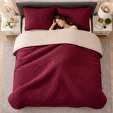 Colcha Doble Faz Vinotinto y Camel 260x230cm para Colchón King 200 X 200 Cm Sin Acolchado Sin Relleno Fondo Entero
