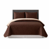 Colcha Doble Faz Café y Beige 200x220cm para Colchón Doble 140 X 190 Cm Sin Acolchado Sin Relleno Fondo Entero