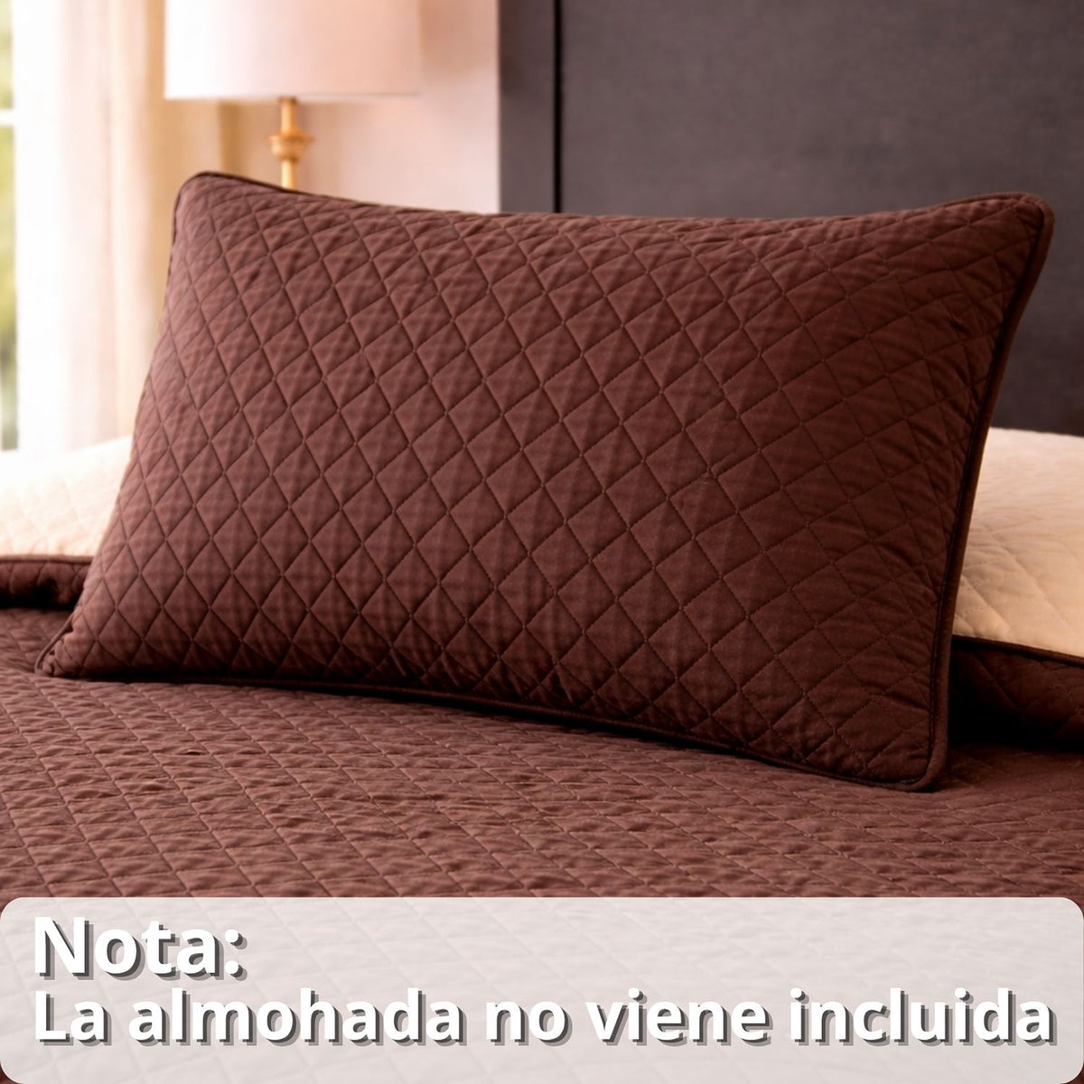 Colcha Doble Faz Café y Beige 200x220cm para Colchón Doble 140 X 190 Cm Sin Acolchado Sin Relleno Fondo Entero