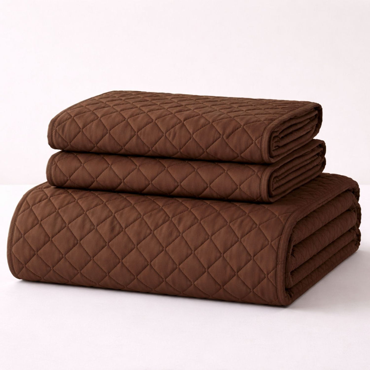 Colcha Doble Faz Café y Beige 260x230cm para Colchón King 200 X 200 Cm Sin Acolchado Sin Relleno Fondo Entero