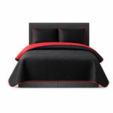 Colcha Doble Faz Rojo y Negra 180x220cm para Colchón Semidoble 120 X 190 Cm Sin Acolchado Sin Relleno Fondo Entero