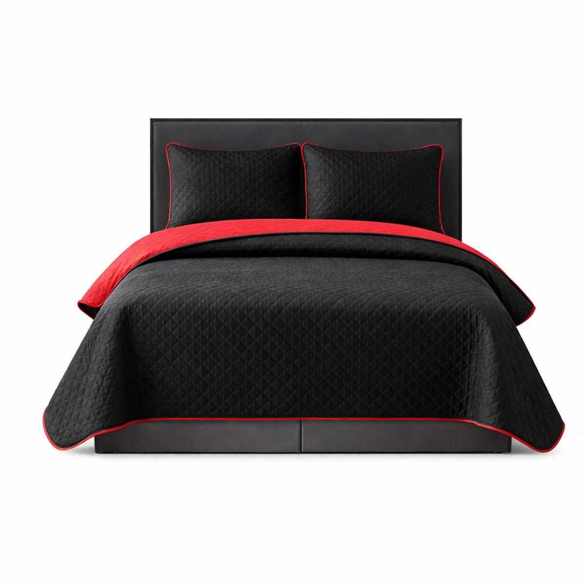 Colcha Doble Faz Rojo y Negra 200x220cm para Colchón Doble 140 X 190 Cm Sin Acolchado Sin Relleno Fondo Entero