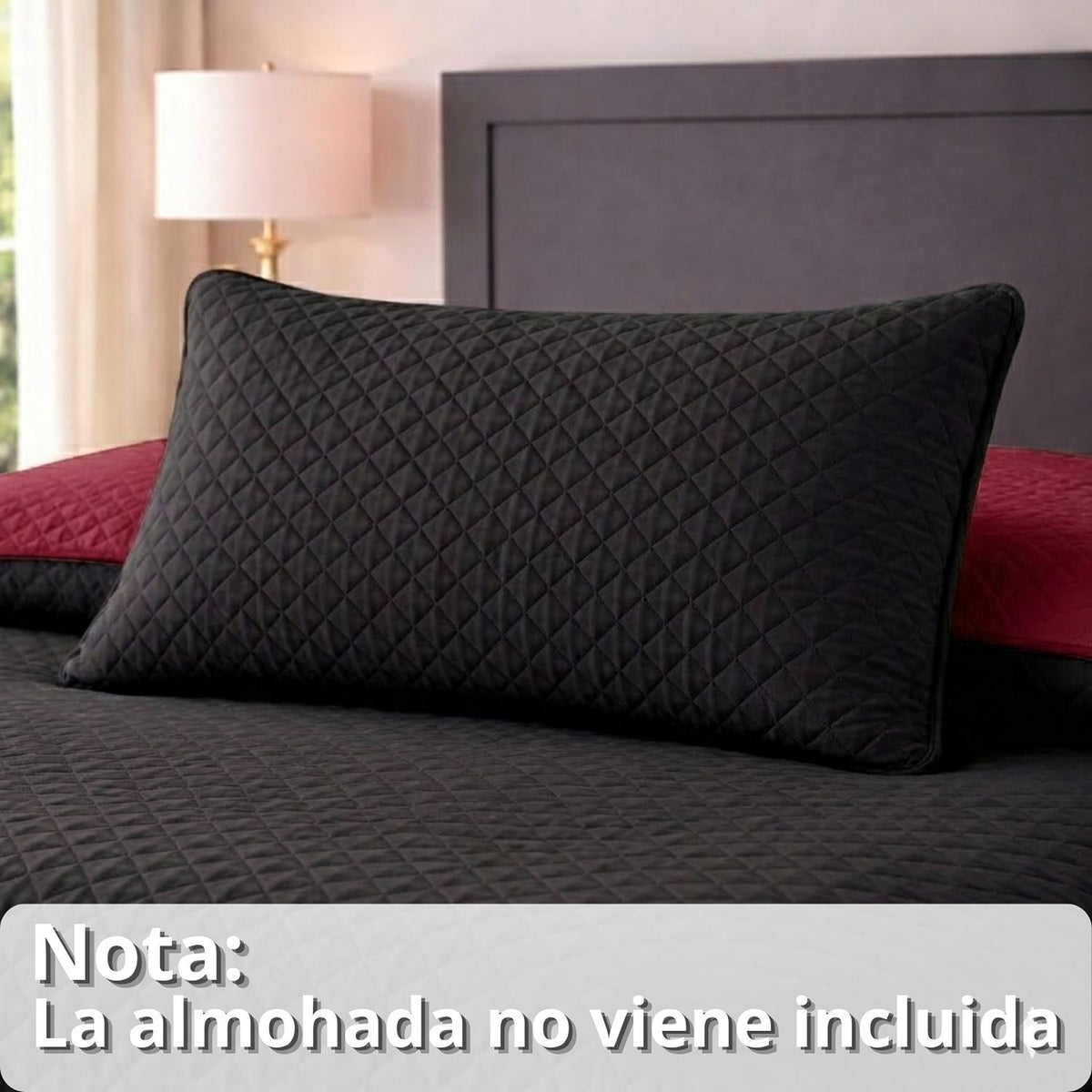 Colcha Doble Faz Rojo y Negra 200x220cm para Colchón Doble 140 X 190 Cm Sin Acolchado Sin Relleno Fondo Entero