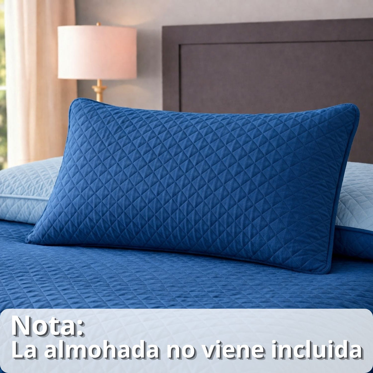 Colcha Doble Faz Gris y Azul 200x220cm para Colchón Doble 140 X 190 Cm Sin Acolchado Sin Relleno Fondo Entero