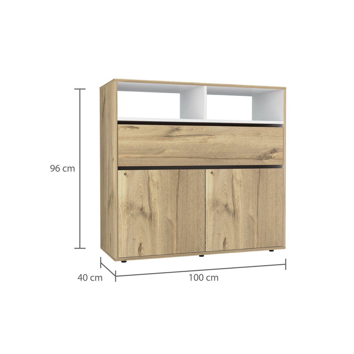 Cómoda Sleep Duna y Blanco 100x96cm de Tres Hileras con Un Cajón - CAJONERAS Y COMODAS | Bylmo