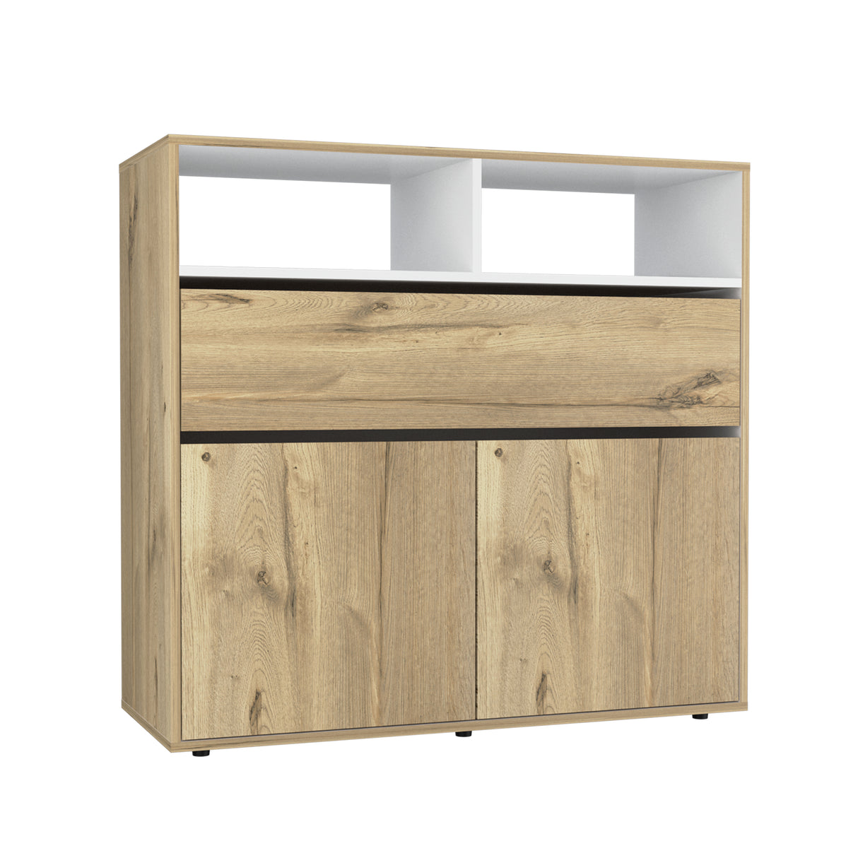 Cómoda Sleep Duna y Blanco 100x96cm de Tres Hileras con Un Cajón - CAJONERAS Y COMODAS | Bylmo