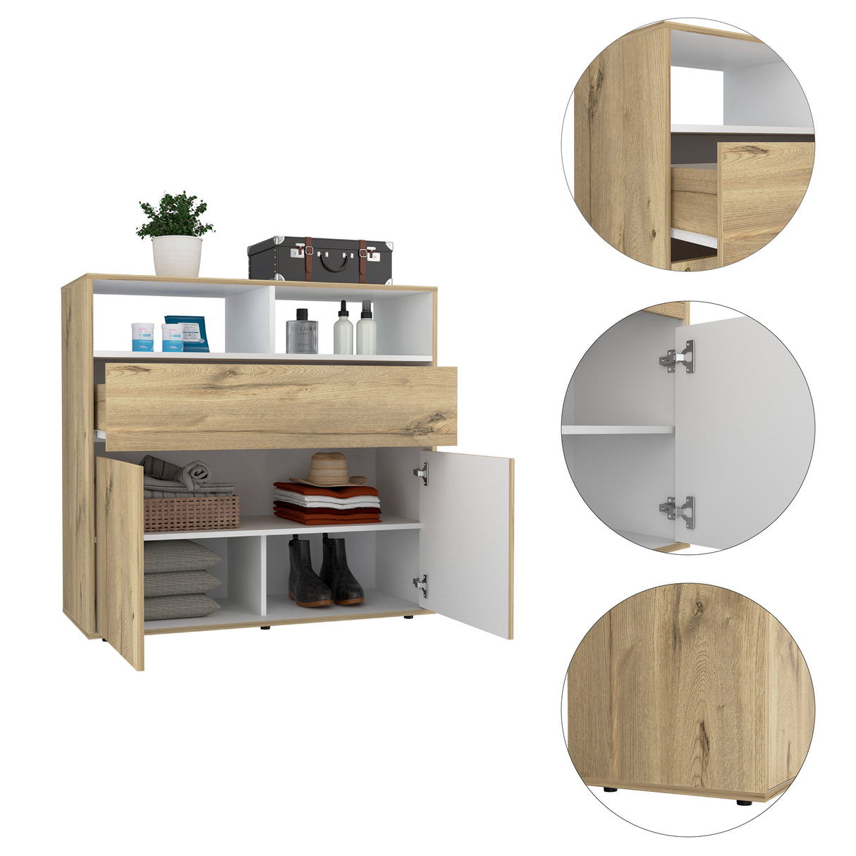 Cómoda Sleep Duna y Blanco 100x96cm de Tres Hileras con Un Cajón - CAJONERAS Y COMODAS | Bylmo