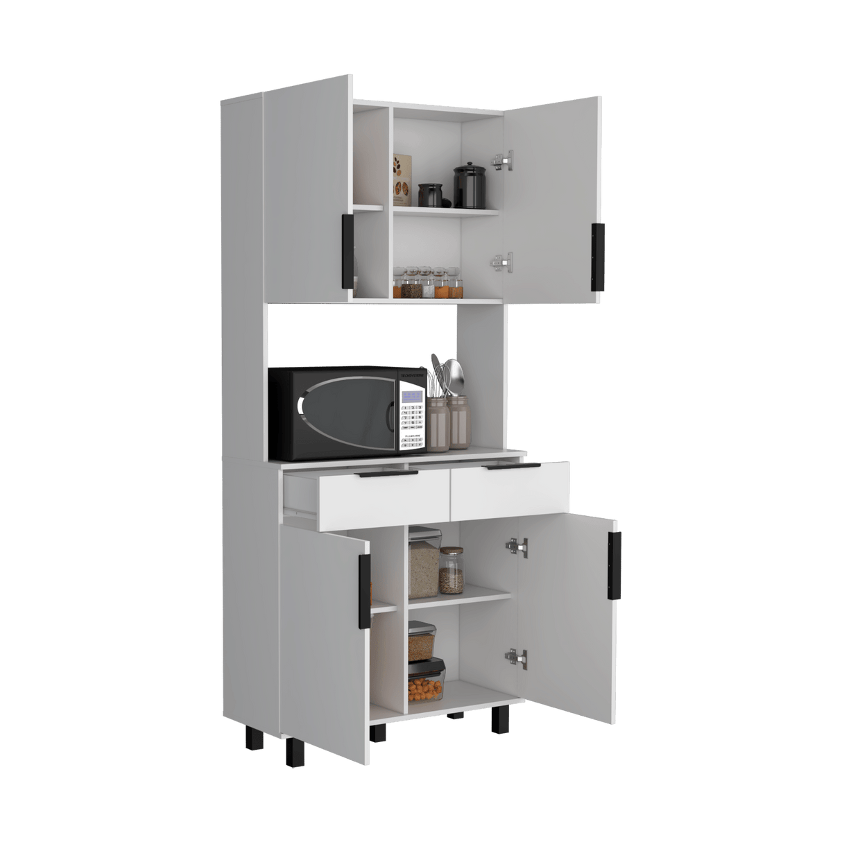Alacena Oshawa 90 x 197 Blanco 4 Puertas y Espacio Microondas - Alacenas y Muebles Microondas | Bylmo
