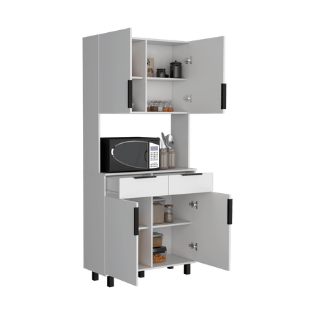 Alacena Oshawa 90 x 197 Blanco 4 Puertas y Espacio Microondas - Alacenas y Muebles Microondas | Bylmo
