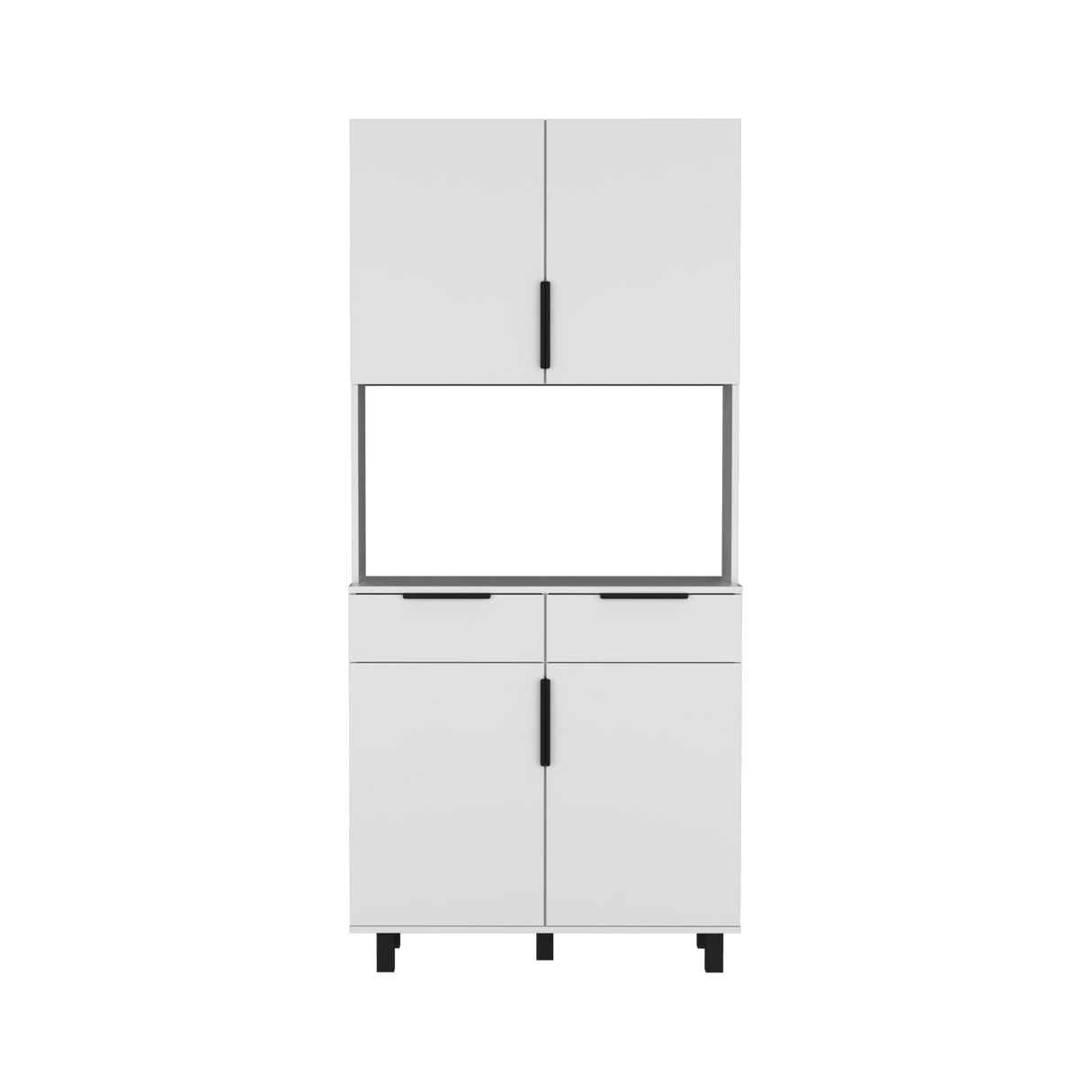 Alacena Oshawa 90 x 197 Blanco 4 Puertas y Espacio Microondas - Alacenas y Muebles Microondas | Bylmo