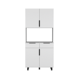 Alacena Oshawa 90 x 197 Blanco 4 Puertas y Espacio Microondas - Alacenas y Muebles Microondas | Bylmo