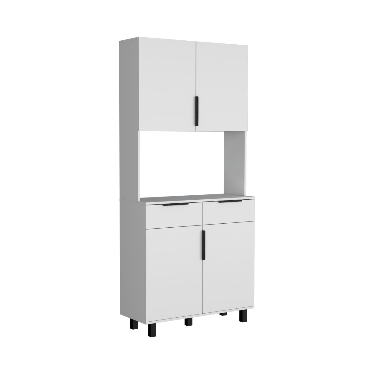 Alacena Oshawa 90 x 197 Blanco 4 Puertas y Espacio Microondas - Alacenas y Muebles Microondas | Bylmo