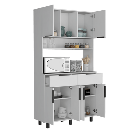 Alacena Oshawa 2m Blanco Diseño moderno fácil armado - Alacenas y Muebles Microondas | Bylmo