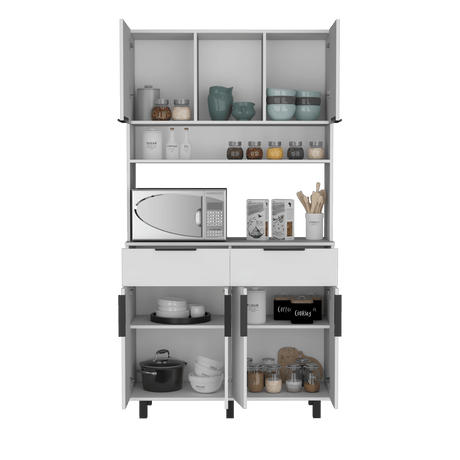 Alacena Oshawa 2m Blanco Diseño moderno fácil armado - Alacenas y Muebles Microondas | Bylmo
