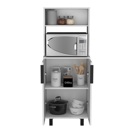 Alacena Oshawa 2 Puertas Blanca con Patas 140cm x 53.2cm - Alacenas y Muebles Microondas | Bylmo
