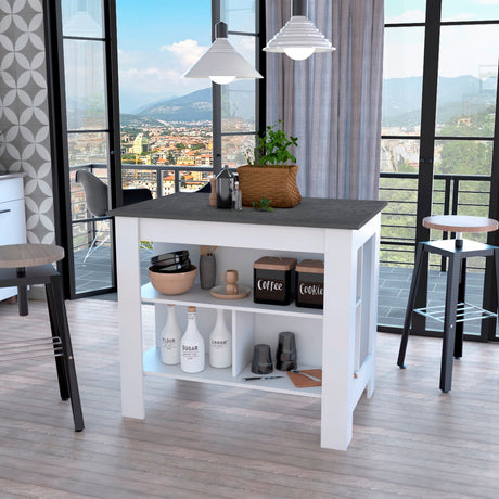 Isla de Cocina Cala 70x103 Blanco Onix Moderno - Barras y Muebles Auxiliares | Bylmo