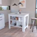 Isla de Cocina Cala 70x103 Blanco Ibiza con 2 Estantes - Barras y Muebles Auxiliares | Bylmo