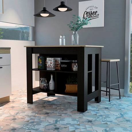 Isla de Cocina Cala 70x103 Wengue Duna 2 Entrepaños - Barras y Muebles Auxiliares | Bylmo