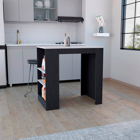 Isla de Cocina Potree Moderno 3 Entrepaños Wengue 59x91.3cm - Barras y Muebles Auxiliares | Bylmo