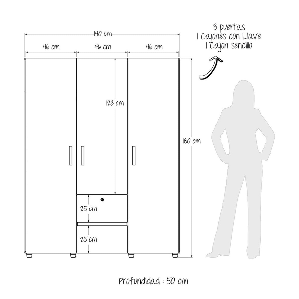 Closet Saga Duna 140x50x180cm MDP - Closets | Bylmo