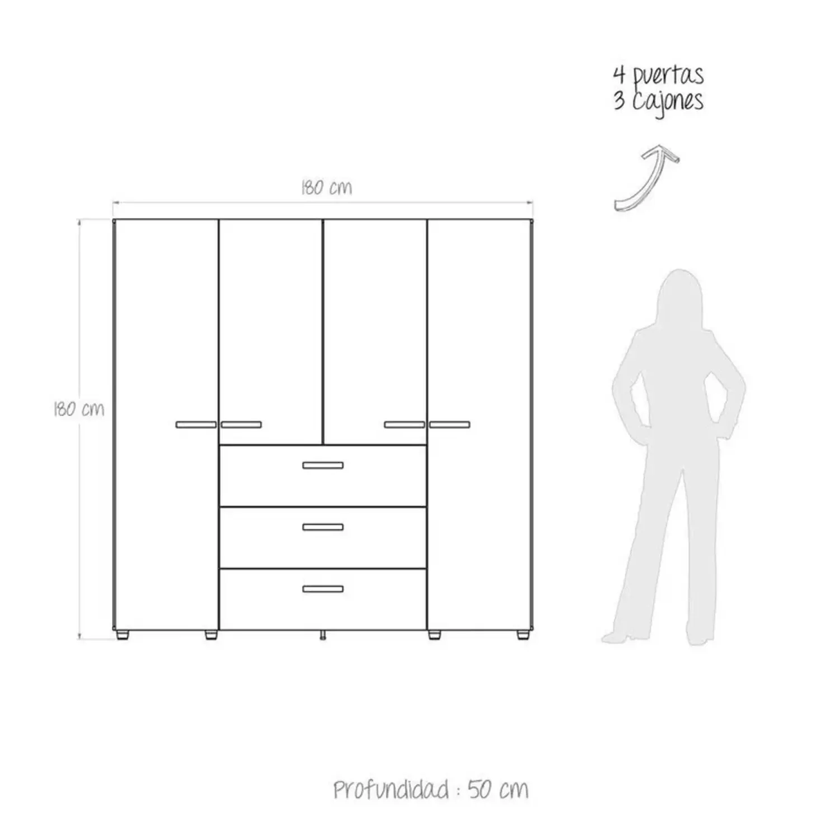 Closet Saga Duna 180x180cm Moderno - Closets | Bylmo