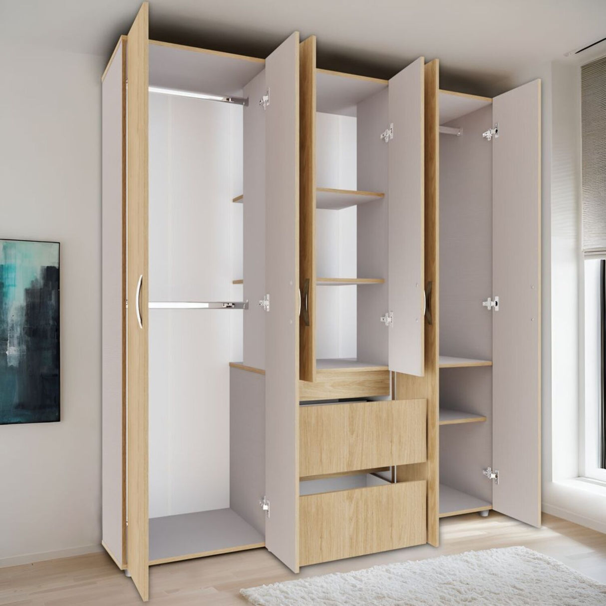 Closet Eli 170x180 Rovere 2 cajones 6 puertas - Closets | Bylmo