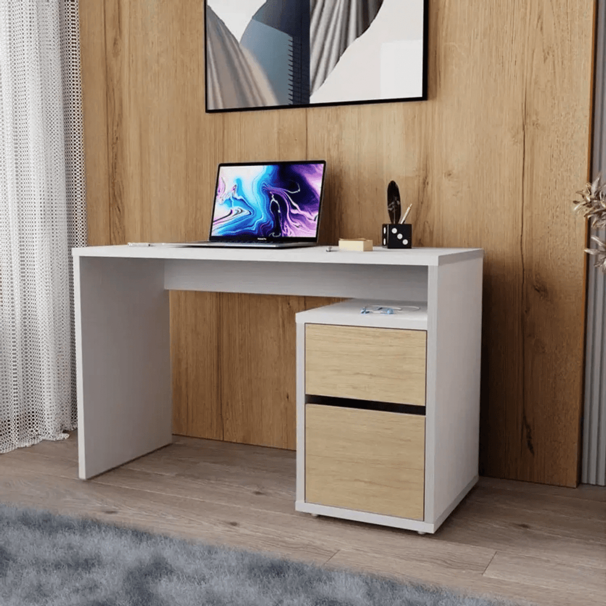 Escritorio Adda 120x50 Blanco Moderno con 1 Cajón - Escritorios | Bylmo