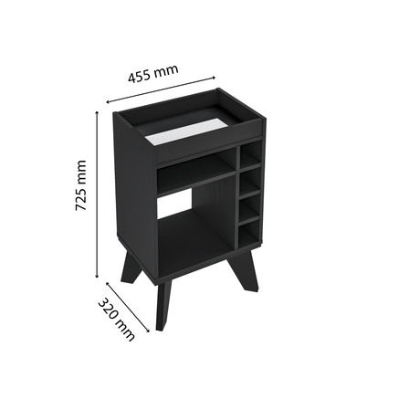 Bar Bajo Stelar Negro Retro 45 cm con Espacio para Botellas - Bares | Bylmo