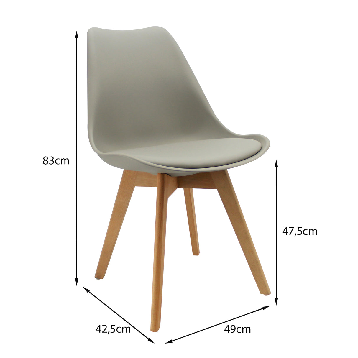 Kit x 4 Sillas Comedor Joly Gris Elegancia 49 cm - Sillas y Butacos | Bylmo