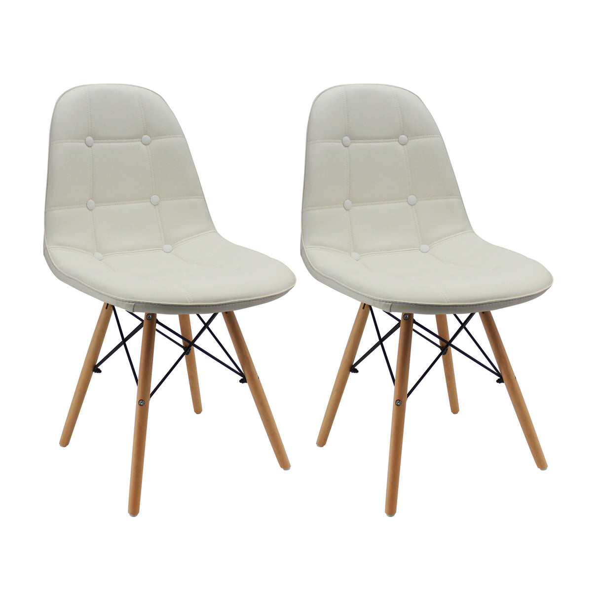 Kit x 2 Sillas Comedor DKR Botones 44 cm Blanco - Sillas y Butacos | Bylmo