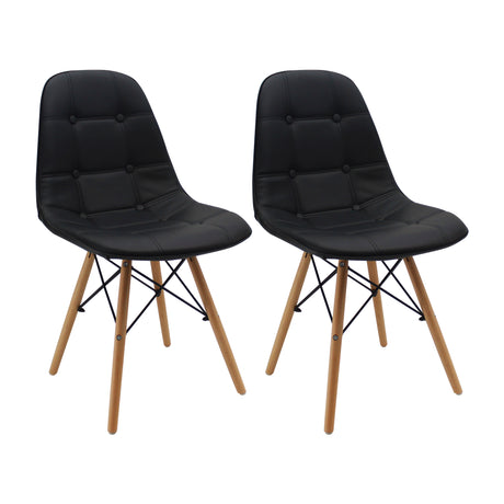 Kit x 2 Sillas Comedor DKR Botones Estilo 44 cm Negro - Sillas y Butacos | Bylmo