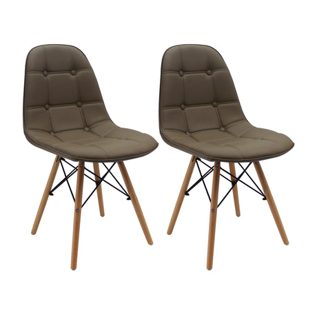 Kit x 2 Sillas Comedor DKR Botones Estilo 44 cm Beige - Sillas y Butacos | Bylmo