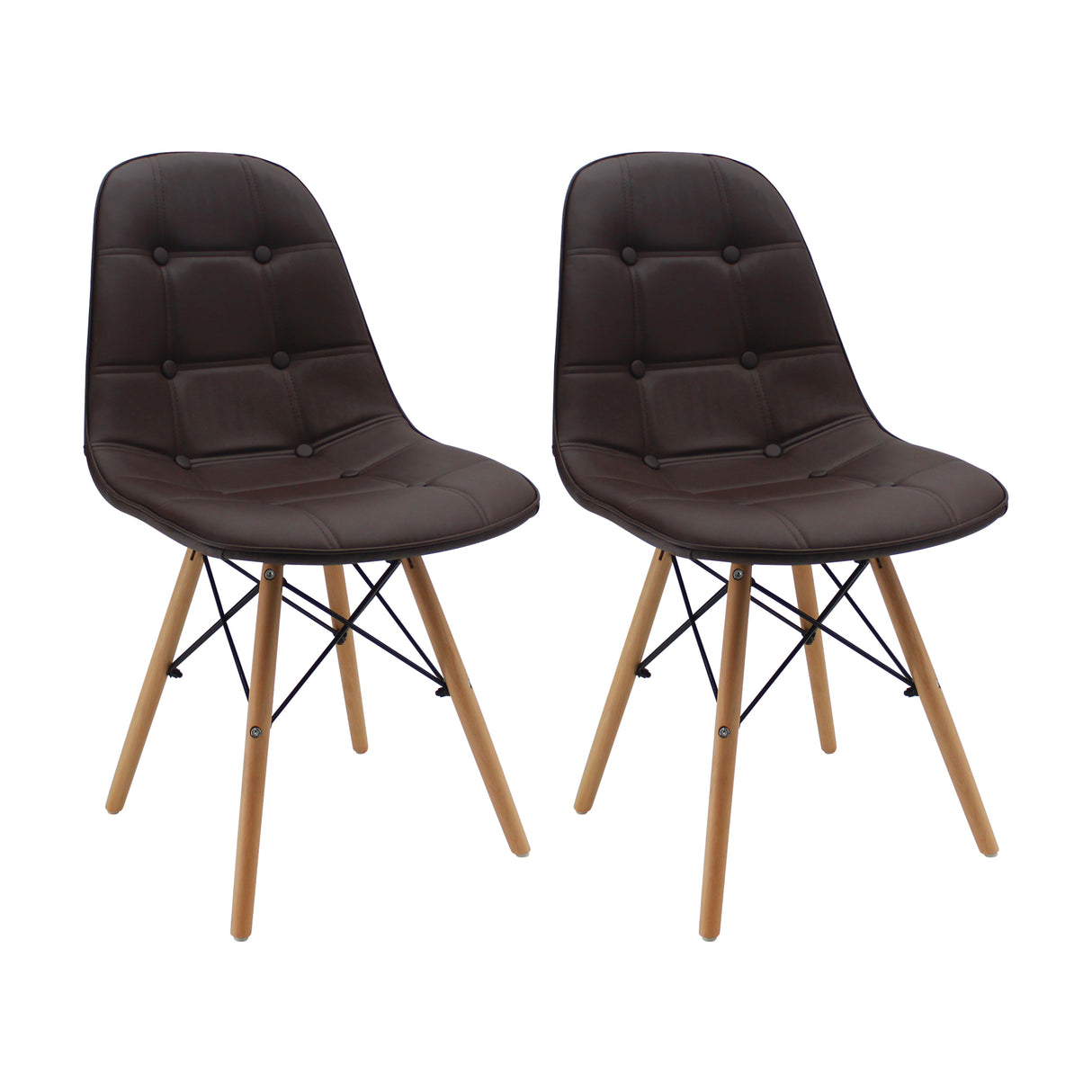 Kit x 2 Sillas Comedor DKR Botones Elegancia 44 cm Café - Sillas y Butacos | Bylmo