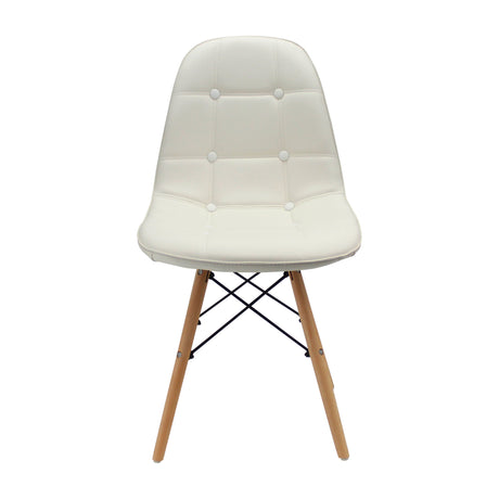 Kit x 4 Sillas Comedor DKR Botones Blanco 44 cm Cuero Ecológico - Sillas y Butacos | Bylmo
