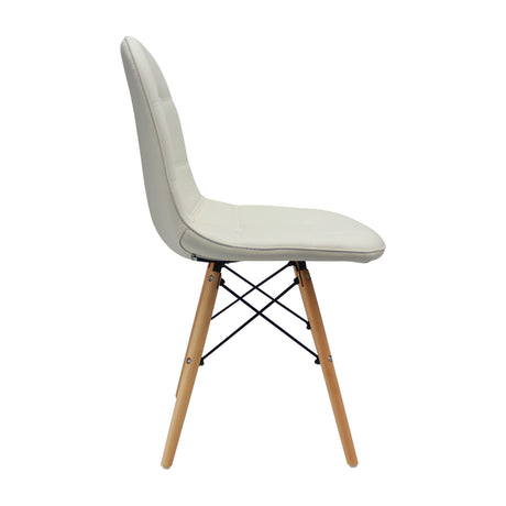 Kit x 4 Sillas Comedor DKR Botones Blanco 44 cm Cuero Ecológico - Sillas y Butacos | Bylmo