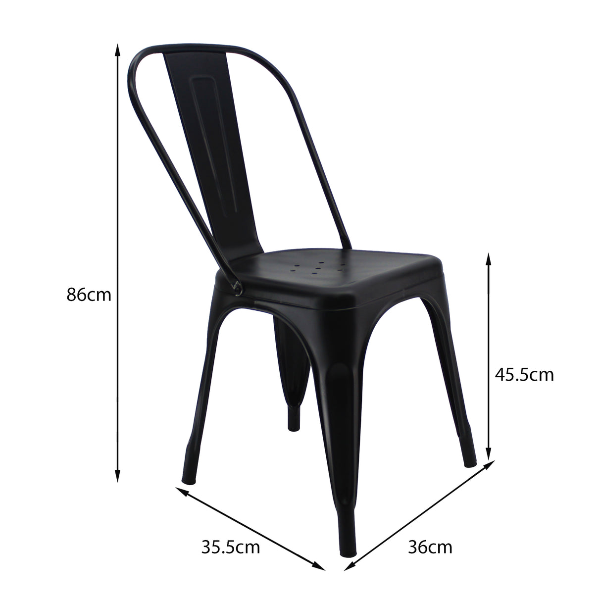 Silla de Comedor Titan Tolix Metal Negro Elegante 44 cm - Sillas y Butacos | Bylmo