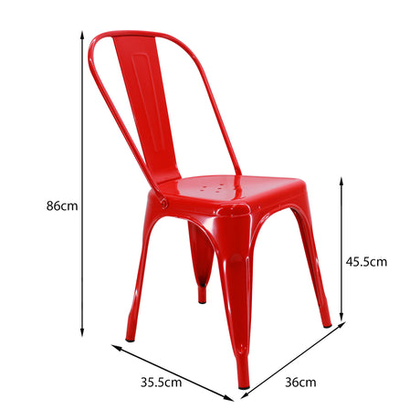 Kit X 4 Sillas De Comedor Tolix Titan Elegante 36 Cm Moderna En Rojo - Sillas y Butacos | Bylmo