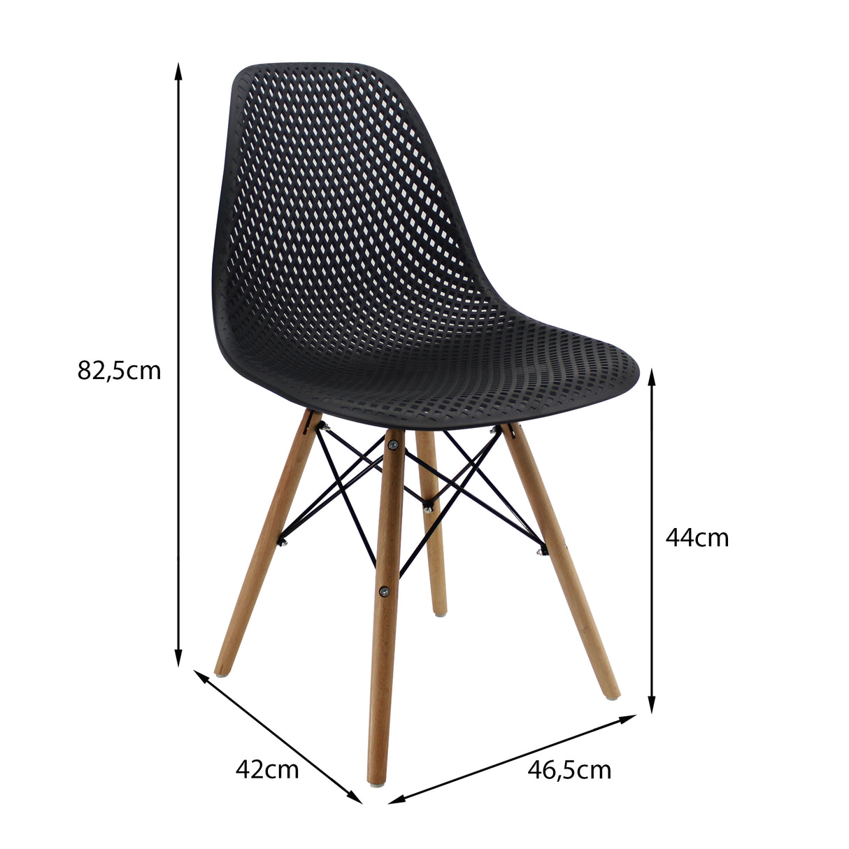Kit x 4 Sillas Comedor Colmeia Negro Moderno Polipropileno 46.5 cm - Sillas y Butacos | Bylmo