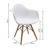 Silla de Comedor DKR Eames Blanca con Brazos 62 cm - Sillas y Butacos | Bylmo