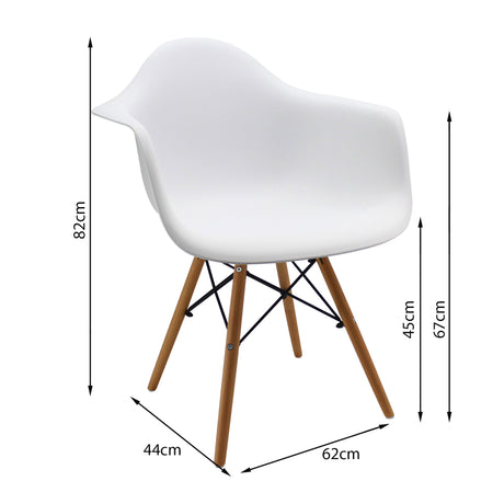 Silla de Comedor DKR Eames Blanca con Brazos 62 cm - Sillas y Butacos | Bylmo