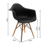 Silla de Comedor DKR Eames Negra con Brazos Moderna 62 cm - Sillas y Butacos | Bylmo