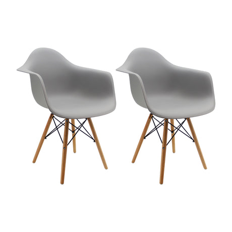 Kit x 2 Sillas Comedor DKR Eames Gris Moderno Polipropileno 62 cm - Sillas y Butacos | Bylmo