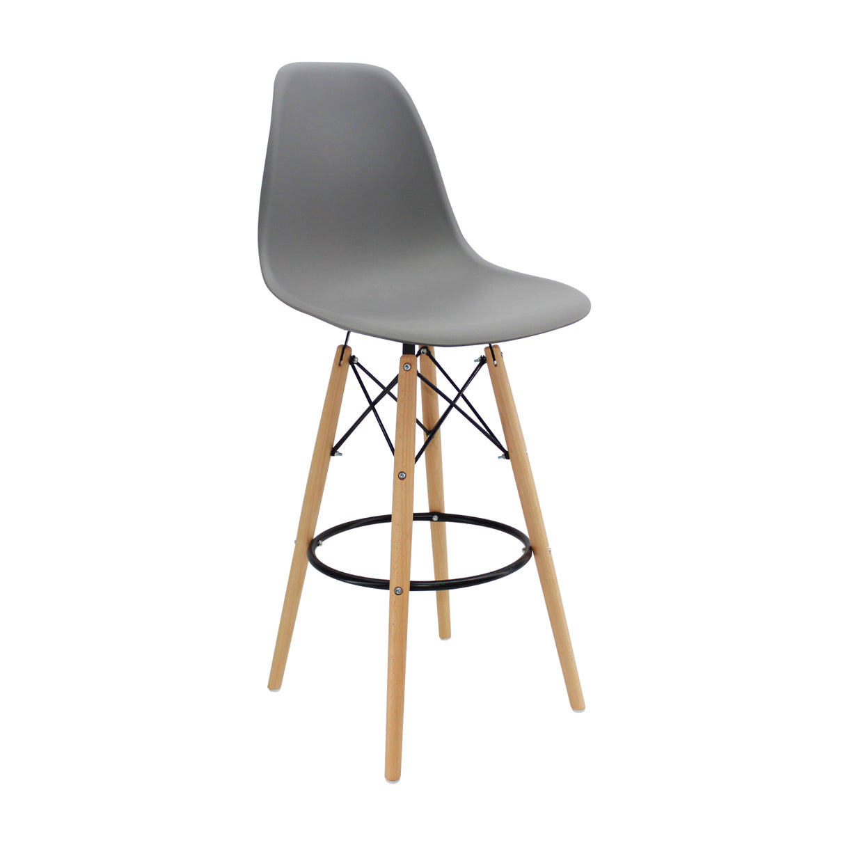 Silla Bar DKR Eames Gris Polipropileno Moderna 56x106cm - Sillas y Butacos | Bylmo